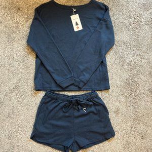 NWT Zesica Navy Waffle Knit Lounge Set